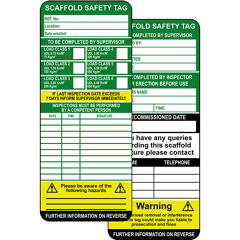 Scaffold Tag Inserts - Pack Of 50